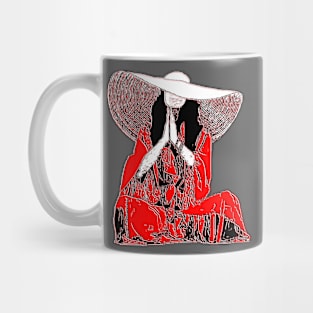 temple vibes serenity meditative pose fashionable hat moments Mug